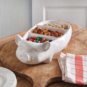Divided Piglet Bowl - Perfect for Parties and Snacking