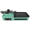 3 in 1 Electric Hot Pot with Grill 1600W Smokeless Non-Stick Korean BBQ Grill Shabu Shabu Hot Pot Combo with Independent Temperature Control for 3-5 P