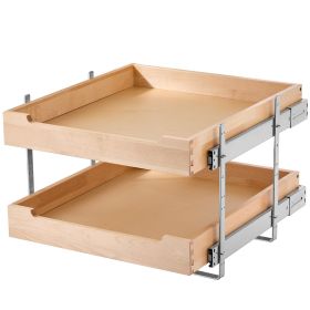 2 Tier Pull Out Cabinet Organizer Soft Close Slide Out Wood Drawer 20"W x 21"D