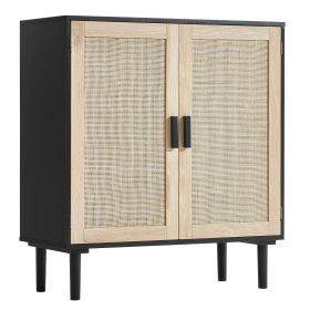 VEVOR Rattan Cabinet, Rattan Storage Cabinet 31.5inch with 2 Magnetic Doors and Adjustable Shelves, Sideboard Buffet Cabinet for Hallway, Entrywa
