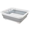 Collapsible Dish Drying Rack Folding Dish Draining Board Dinnerware Basket w/ Utensil Holder Drainer Board
