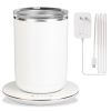Auto Stirring Coffee Mug with Lid Temperature Control Self-Heating Automatic Magnetic Mixing Mug with 3 Heat Settings Auto-Off Function For Coffee Tea