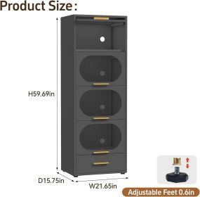 Kitchen storage cabinets, metal cutlery cabinets with flip doors, microwave racks with drawers and shelves, independent Barkers racks with dining (Color: Black)