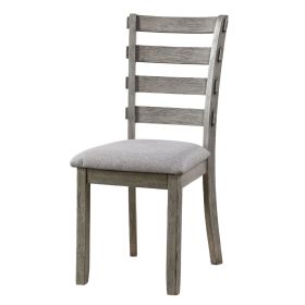 Gray Color Dining Chairs Padded Seat Set of 2pc Side Chair Ladder Back Kitchen Dining Room Wire-Brushed Finish (Color: as Pic)
