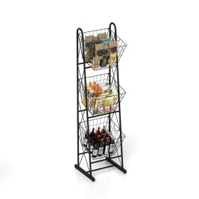 3-Tier Kitchen Storage Basket Organizer for Fruit & Items (Color: Black, Type: Style B)