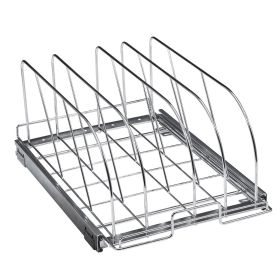 VEVOR Pan and Pot Rack, Expandable Pull Out Under Cabinet Organizer, Cookie Sheet Baking Pans tray Organization, Adjustable Wire Dividers (Width: 12.5 inch, Number of Layers: Single Layer)