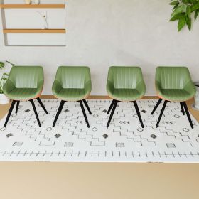 A set of 4 dining chairs, medieval modern kitchen dining chair, PU decorative chairs with black metal legs, suitable for home&kitchen (Color: Green+Orange)